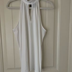 White Sexy Choker Sleeveless Blouse